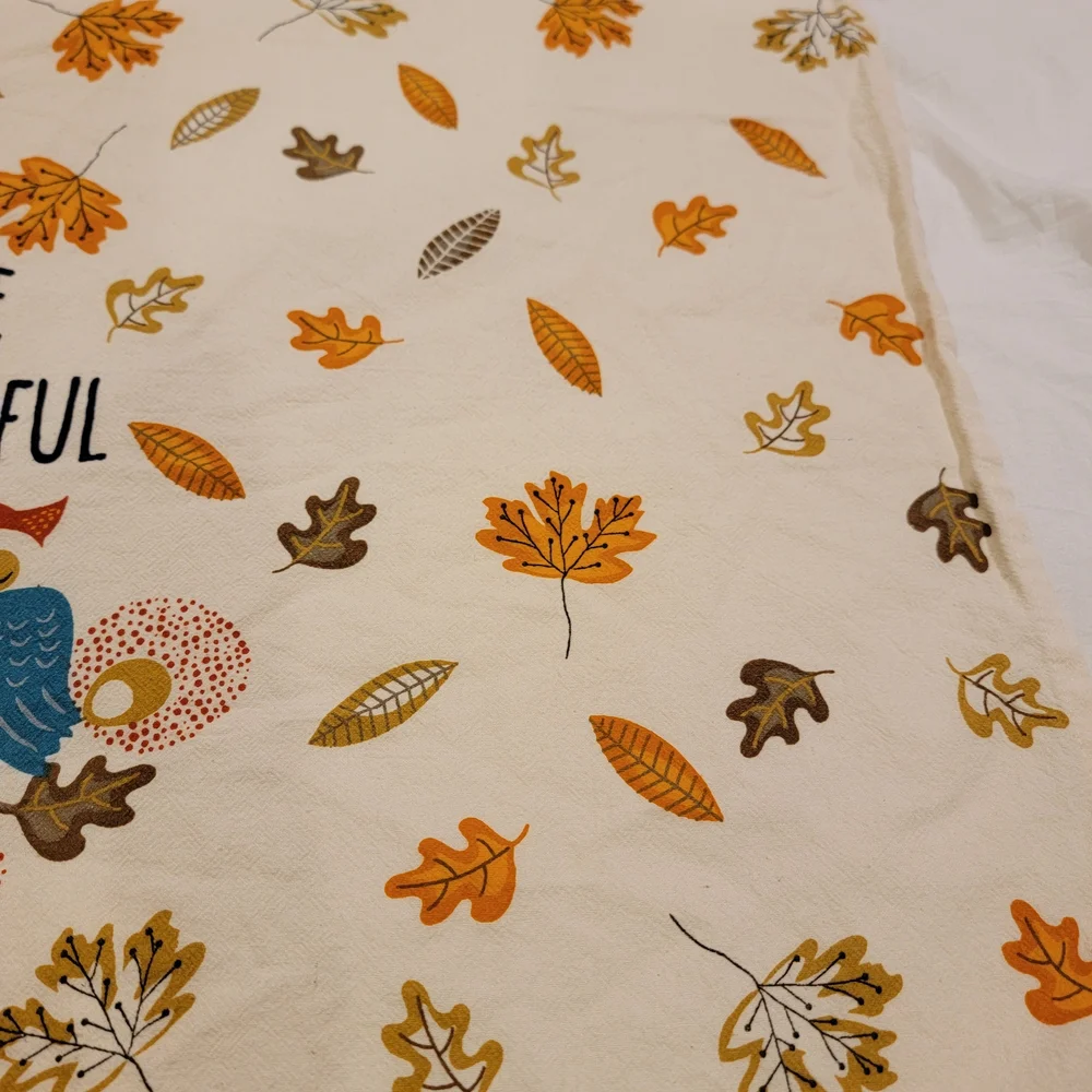 Be Grateful Owl Print Tea Towel